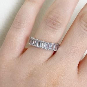 Emerald Diamond White Gold Plated Band Ring